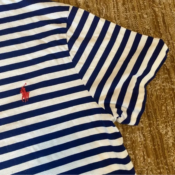Polo Ralph Lauren Custom Slim Fit Stripe Top in Navy and White L - Picture 7 of 12